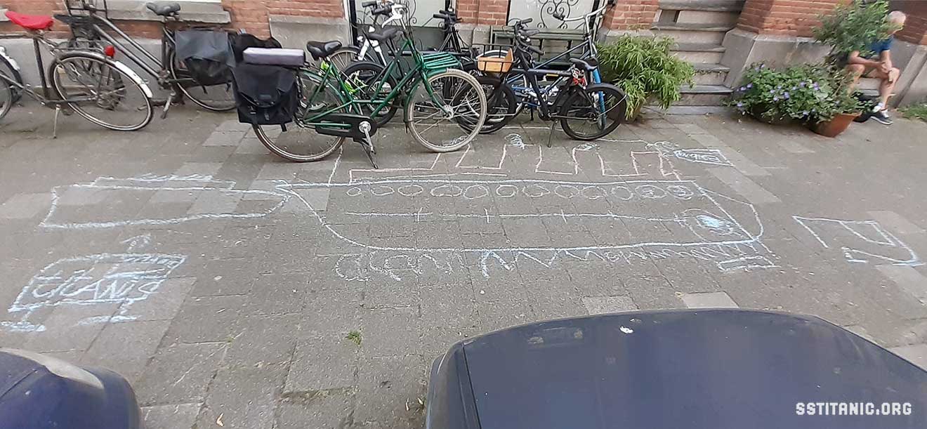 amsterdam pavement chalk drawing by 5yo iggy titanic 1912