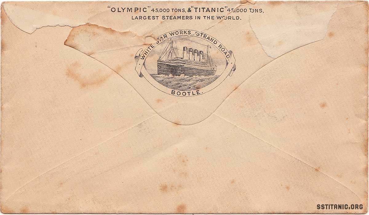 envelope white star works strand road bootle titanic 1912