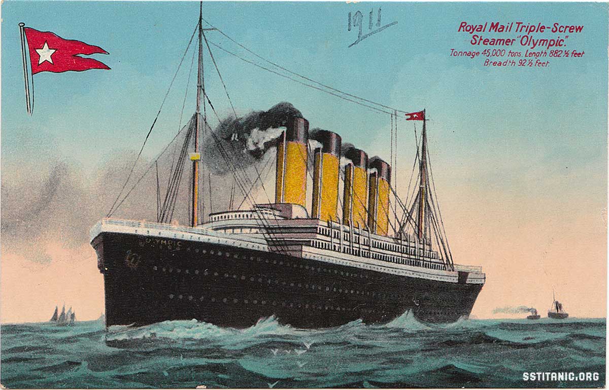 olympic-hawke collision 20 september 1911 postcard titanic 1912