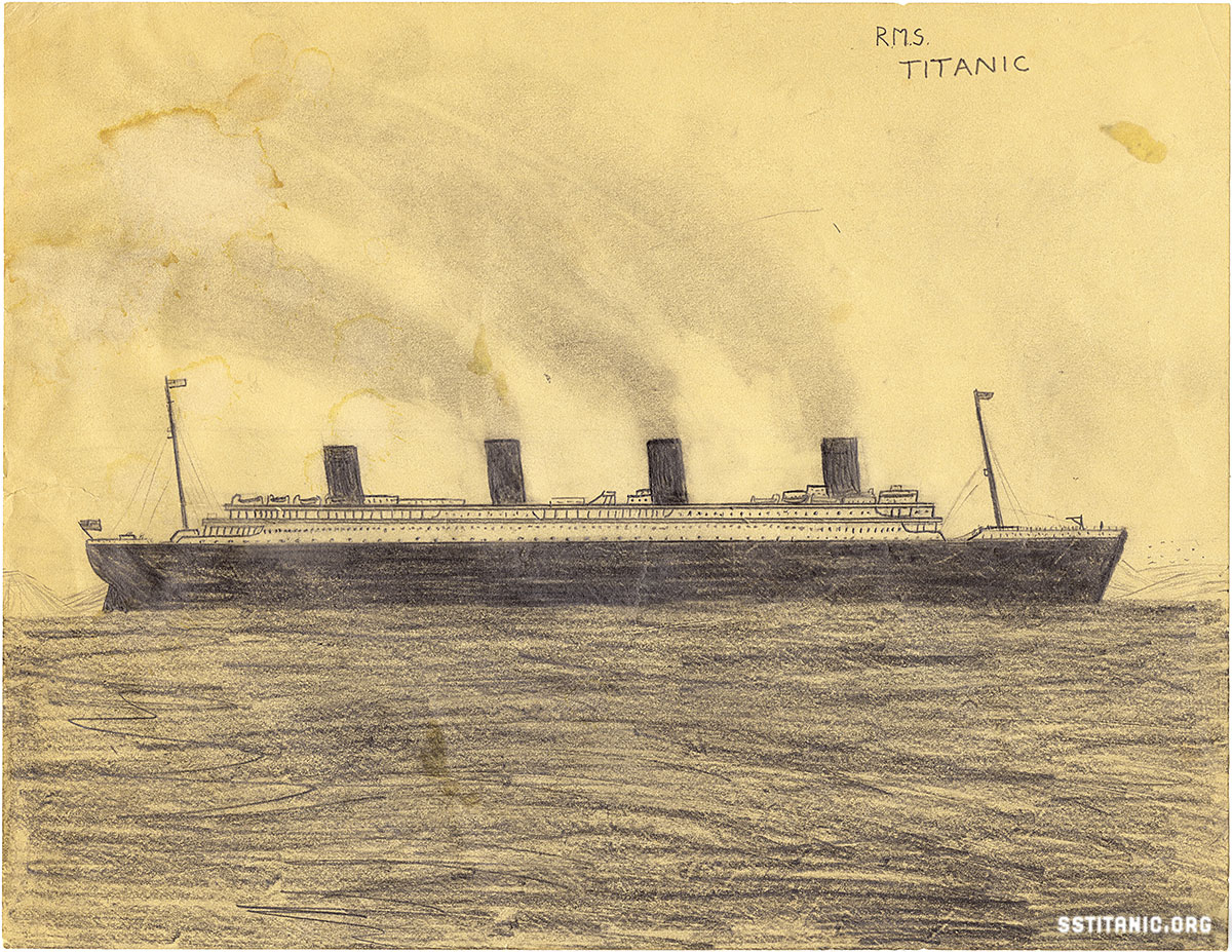 pencil drawing by boy of 12 southampton titanic 1912