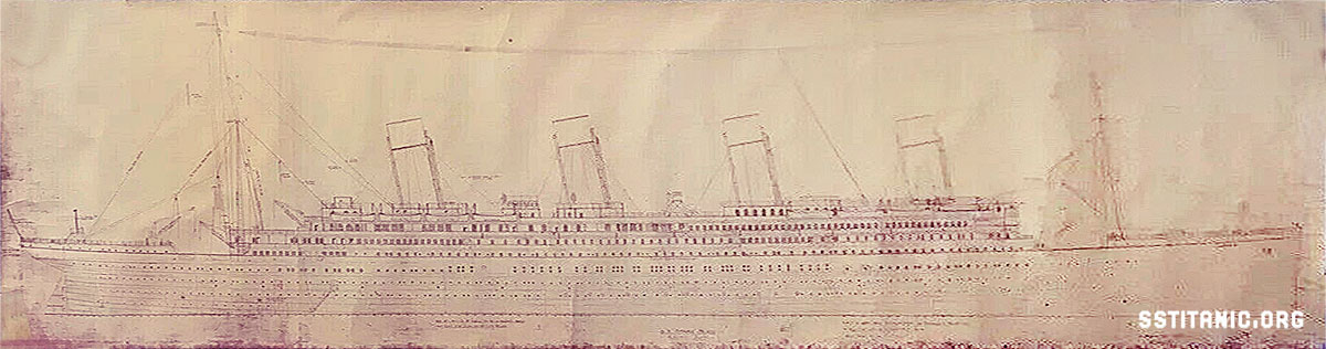 rigging plan 401 design drawing side profile elevation harland wolff titanic 1912