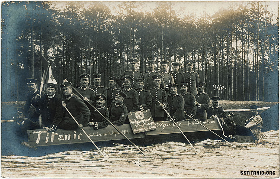 postcard photo konigsbruck germany lager landwehr rekruten soldaten titanic 1912