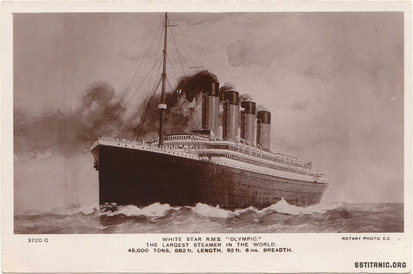 olympic 1 mast rotary photo jonas rppc postcard titanic 1912