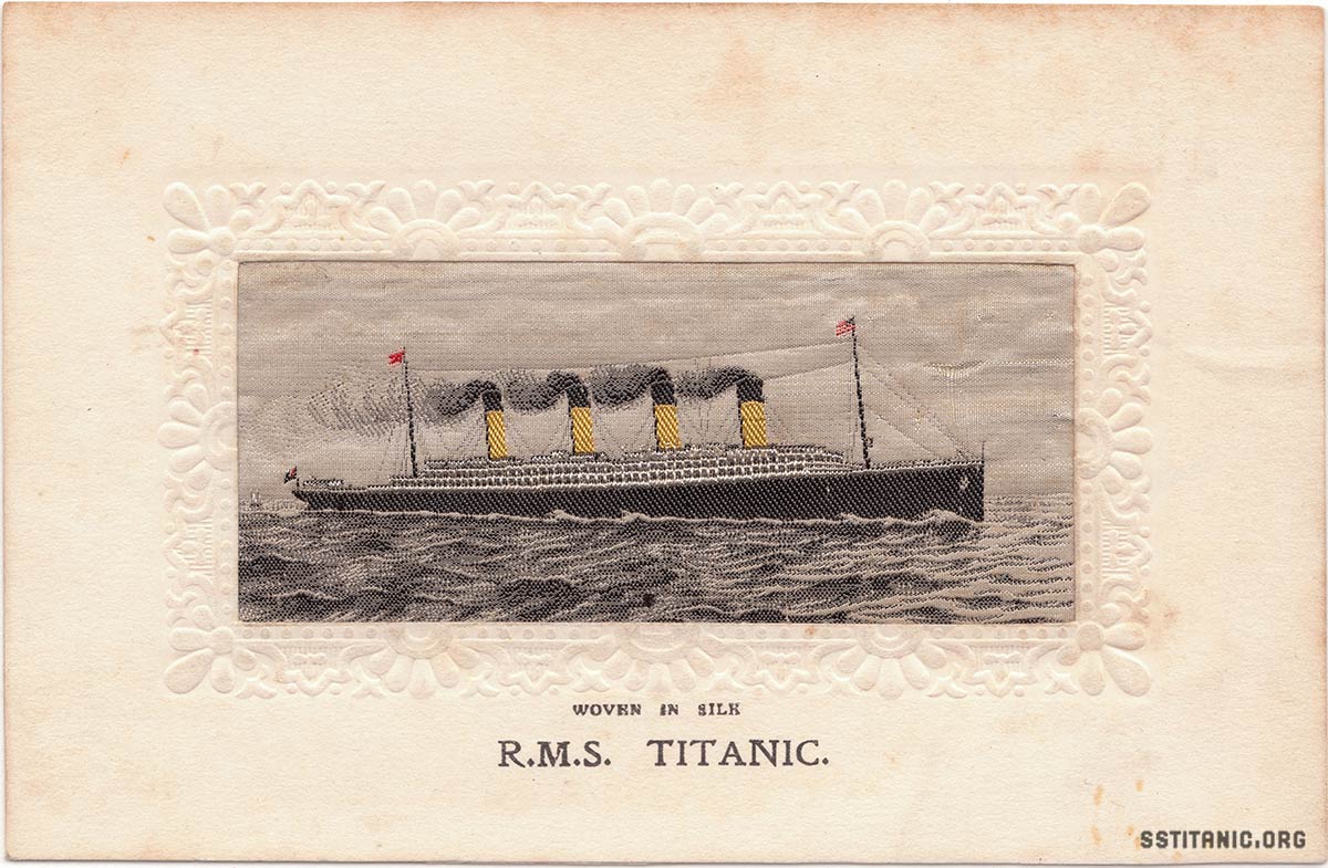 stevengraph woven in silk postcard titanic 1912